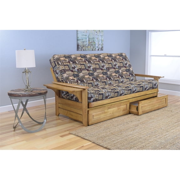 Albany Futon in Rustic Walnut Finish, Multiple Colors