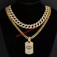 thumbnail image 4 of EOEMY Hip Hop Necklace Lip Pendant Sweater Chain With Diamond Alloy Cuban Chain Set-Gold Pink Lip, 4 of 5
