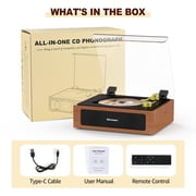 Udreamer Portable CD Players for Home, Bluetooth Built-In Speakers CD player Portable,Stereos for Home,Brown & Black