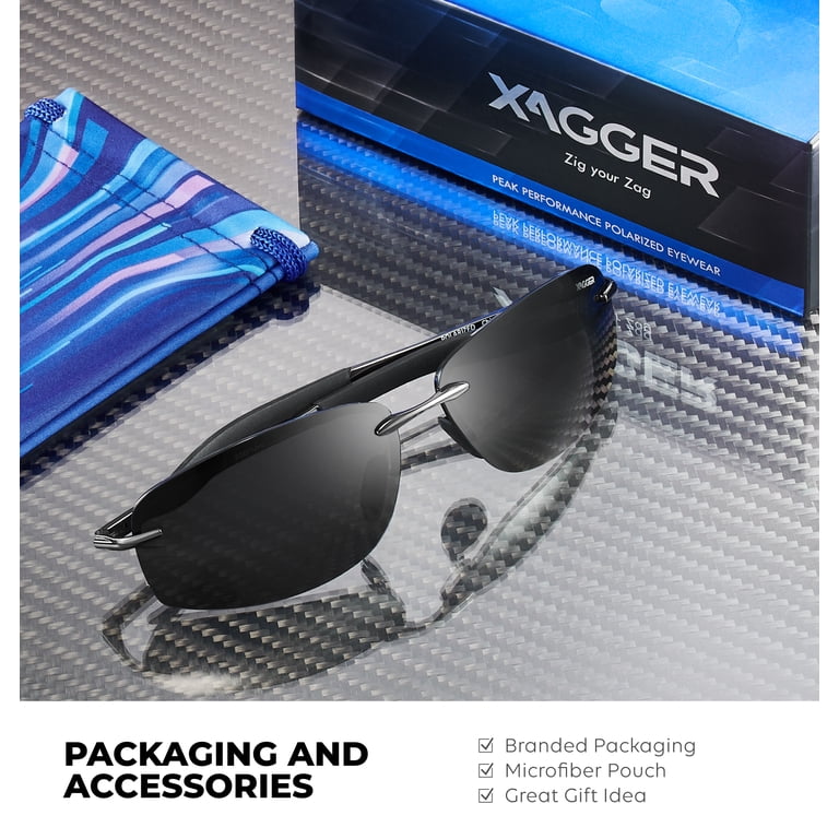 Xagger Polarized Rimless Driving Sunglasses for Men Metal  display picture 1