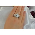 thumbnail image 3 of 3.8ct Halo Pear Cut Bridal Wedding Engagement Ring Diamond Simulated 925 Sterling Silver Anniversary Rings SKU:00157, 3 of 5