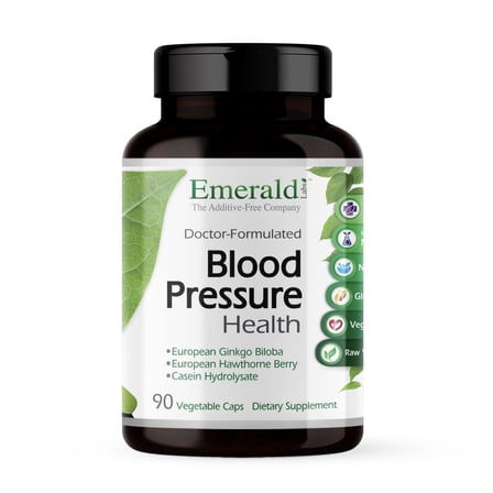 Emerald Labs Blood Pressure Health with Ginkgo Biloba and Hawthorne Berry to Support Healthy Circulation and GI Health, Help Decrease Stress - 90 Vegetable Capsules