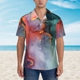 thumbnail image 2 of Daiia Colorful Abstract Waves Pattern Hawaiian Shirt for Men Gentle Cotton Regular Short Sleeve Casual,X-Large, 2 of 7