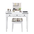 thumbnail image 1 of Pemberly Row MDF and Wood Vanity Dressing Table Set with 7 Compartments in White, 1 of 12