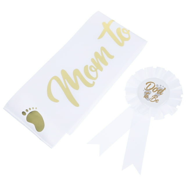 KAKOWELY 1 Juego de banda para futura mamá, pin para futuro papá, banda decorativa para baby shower, insignia decorativa