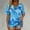Blue, variant on QUNYINEY Short Sleeve Summer Shirts for Women 2025 Plus Size Casual Tie Dye Tops V Neck Loose Pullover Drawstring Graphic Tees