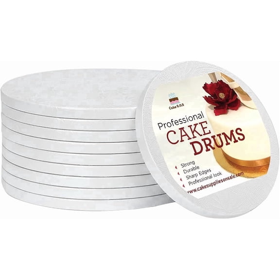 Cake Supplies on Sale 12" x 1/2" White Round Drum, (6 Count)