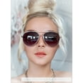 thumbnail image 4 of Womens Jewel Chain Arm Retro Tear Drop Pilots Sunglasses Gold Black- Brown, 4 of 9