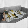 thumbnail image 6 of Construction Soft Flannel Fleece Throw Blanket, Illustration of Big Vehicles Pattern Engineering Building Theme, Cozy Plush for Indoor and Outdoor Use, 50" x 60", Yellow Grey White, by Ambesonne, 6 of 6