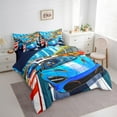 thumbnail image 3 of Erosebridal Cartoon Race Car Bedding Sets Queen Size,Racing Theme Comforter Sets with Sheets,Modern Urban Buildings Road Bed in a Bag Queen Size,Breathable Room Decor Reversible,7 Pieces, 3 of 6