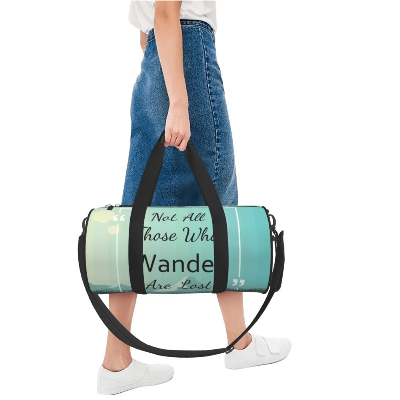 Vsdgher Not All Those Who Wander Are Lost1 45L Foldable Duffel Bag, Sports Gym Bag,Overnight Bag, Portable Weekender Bag for Airplanes