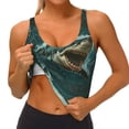 thumbnail image 3 of Pofeuu Abstract Geometric Shark Print Sports Bra for Women Sexy Vest Yoga Running Gym Fitness Crop Bras Tops-Large, 3 of 8