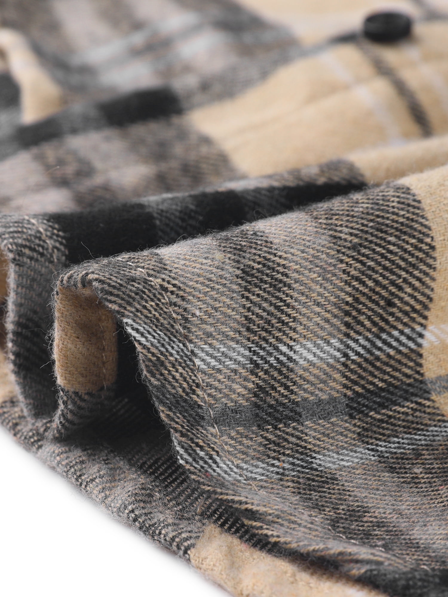 DARING DIVA Women's Casual Boyfriend Plaid Button Down Flannel Shirt S Khaki Black