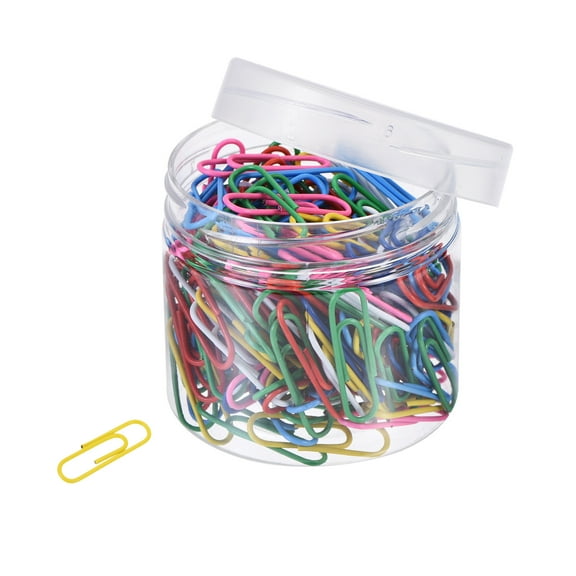 Uxcell Paper Clip 1.1 Inch Vinyl Coated with Box for Office Home Multicolored Count 200