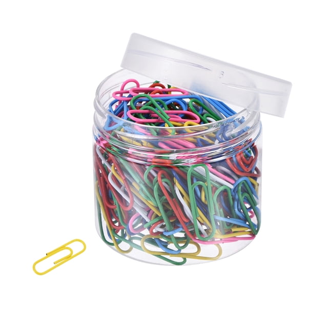 Clip de papel Uxcell de 1.1 pulgadas recubierto de vinilo con caja para oficina y hogar, multicolor, cuenta 200