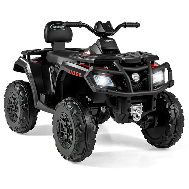 Gymax 24V 2-Seater 4-Wheeler Quad Electric Vehicle w/ 4 Motors Soft Start LED Lights Black