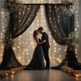 thumbnail image 3 of UniMall 20x8ft Black Tulle Backdrop Curtain with Lights String for Parites, Sheer Backdrop Curtains for Wedding Baby Shower Birthday Party Photo Shoot Decorations, 3 of 16