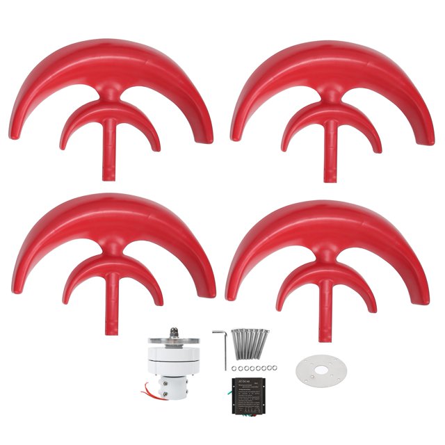 Wind Turbine Kit 400W 4 Blade Generator AC Motor Solar System Lantern Type Double‑Layer Red48V