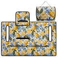 thumbnail image 4 of COEQINE Quilted Golf Cart Seat Blanket Cover, Includes Handle for Carrying When Folded, Universal Fit for EZGO Yamaha Club Car 2-Seaters, 4-Pocket Design, Lemon Blue Floral, 4 of 8