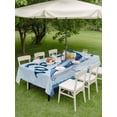 thumbnail image 3 of Outdoor Tablecloth with Umbrella Hole and Zipper, Navy Blue Whale Rectangle Table Cloth 60x120 Inch Waterproof Tablecloth, Summer Coastal Bubbles Ocean Waves Picnic Table Cover for Patio Camping, 3 of 7