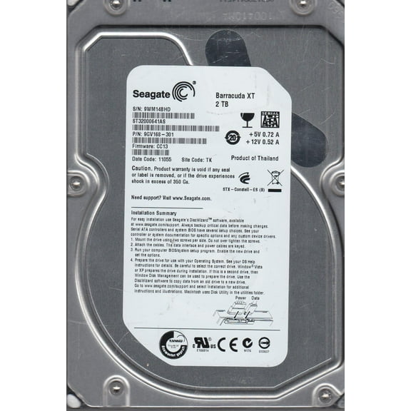ST32000641AS, 9WM, TK, PN 9GV168-301, FW CC13, Seagate 2TB SATA 3.5 Hard Drive
