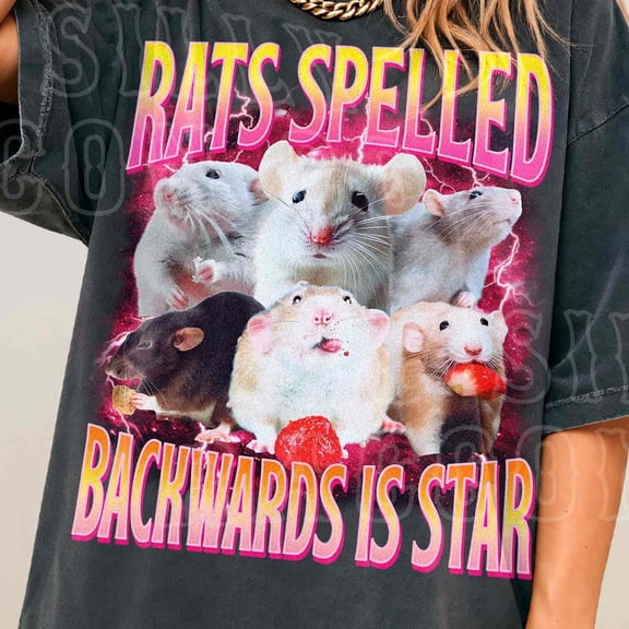 NODB Funny Rat Shirt, Rats Spelled Backwards Is Star T-Shirt, Vintage Tee For Men Women, Core Graphic Tee, Gen Z Gift BLACK Unisex S-5XL Hot Trending Shirt, Vintage Birthday Gift