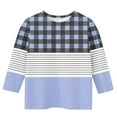 thumbnail image 4 of Toddler Kid Girl T-Shirts 3/4 Sleeve Tops Plaid Stripes Colorblock Crewneck 3-14 Years Girls Fall Spring Clothes (7 Years, Blue), 4 of 5