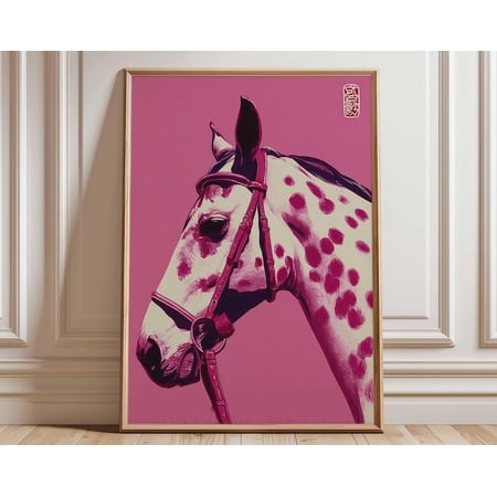 Pink Horse Equestrian Wall Art Print, Unframed Paper Poster 8x10in