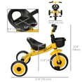 thumbnail image 3 of Qaba Tricycle pour Enfants de 2 à 5 Ans, Vélo pour Tout-Petits avec Siège Ajustable, Jaune, 3 of 9