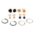 thumbnail image 4 of Claire's Tween Black and Gold Earring Set, Roses and Hearts, with Hoops, 24 Pieces, 4 of 6