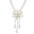 thumbnail image 2 of Lotus Flower of the Ocean White Pearl and Seashell Floral Statement Necklace, 2 of 6