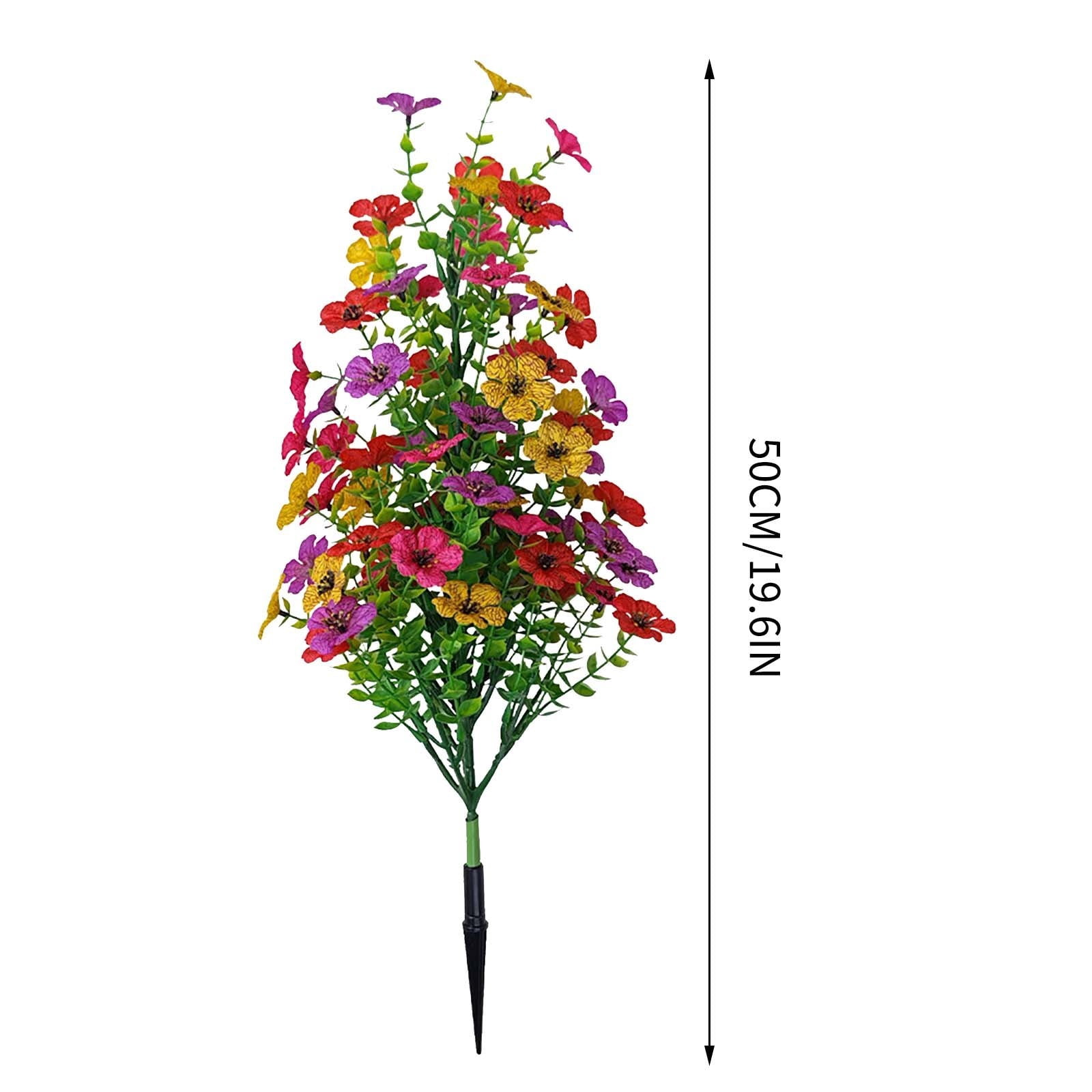 UNLLLL Artificial Eucalyptus and Violet Ground Insert Floral Decoration, Artificial Outdoor Flowers, Withaffect UV Resistant Artificial Flowers, for Outdoor Indoor Garden Decoration
