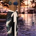thumbnail image 2 of Un traje de baño de playa de aguas termales delgado de una pieza negro de estilo chino antiguo para mujer con falda cruzada, 2 of 5