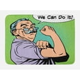 thumbnail image 1 of Grandpa Bath Mat, Halftone Circles Background with Cartoon Old Man Flexing We Can Do It Calligraphy, Plush Bathroom Decor Mat with Non Slip Backing, 29.5" X 17.5", Multicolor, by Ambesonne, 1 of 2