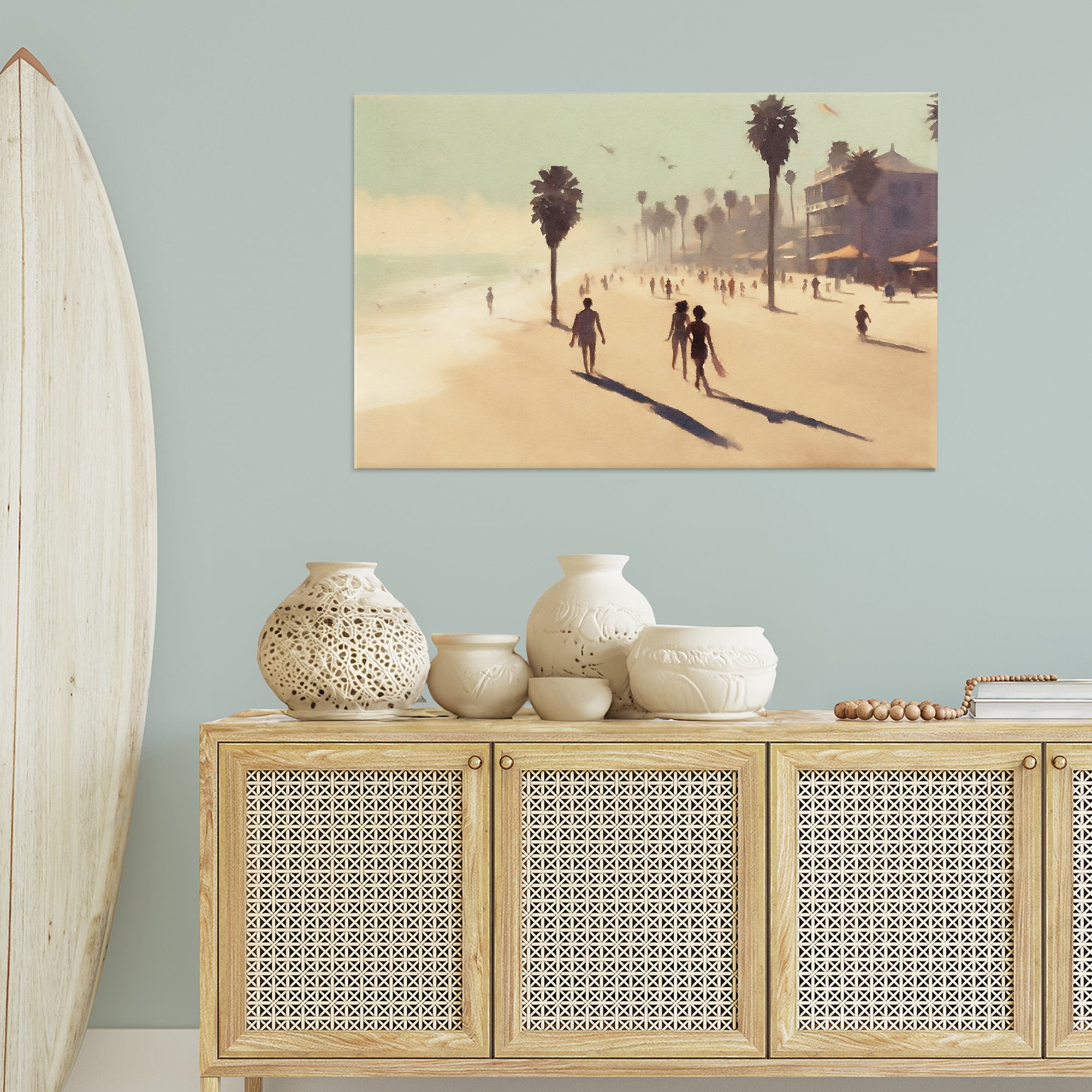 Stupell Industries Tropical Shore Walk Landscape & Nature Painting Wrapped Canvas Art Print Wall Art, 45 x 30
