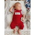thumbnail image 6 of Loicainy Baby Toddler Boy Girl 4th of July Overalls Outfit 3 6 12 18 Months Patriotic Short Sleeve Striped Romper with Flag Embroidery Pants 2Pcs Clothes Set, 6 of 9
