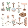 thumbnail image 1 of Dsseng Belly Button Ring 14G Dangle Belly Rings Mix Styles Navel Rings Silver 10 Pcs, 1 of 8