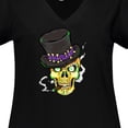 thumbnail image 4 of Inktastic Mardi Gras Skull with Cigar Women's Plus Size V-Neck T-Shirt, 4 of 5