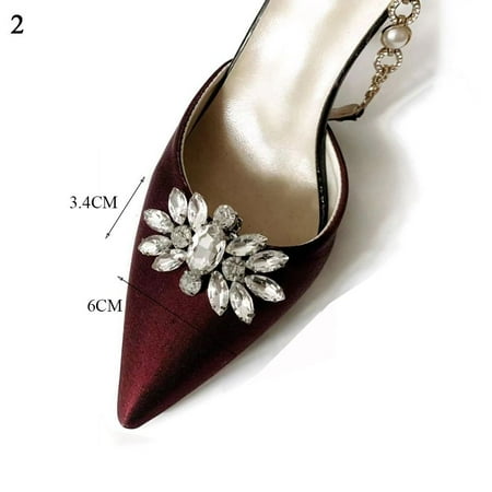 1PC Lady Wedding Charms Jewelry Women Rhinestones Removable Bride Shoes Decoration Shoe Clips Shoes Decorations Charm Buckle 2