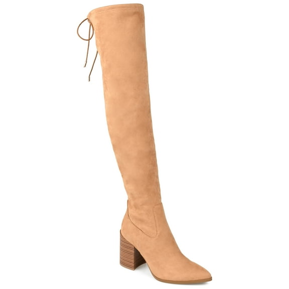 Journee Womens Paras Wide Calf Stacked Heel Over The Knee Boots