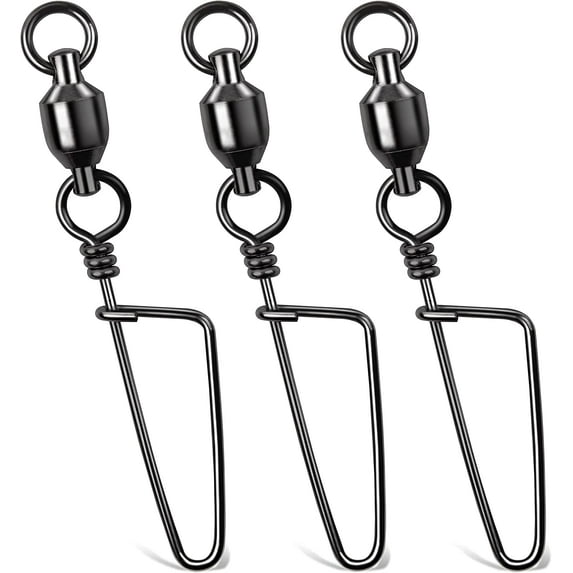 Ball Bearing Fishing Swivels with Coastlock Snaps,20pcs High Strength Copper Snap Swivels Stainless Steel Welding Rings Black Nickel