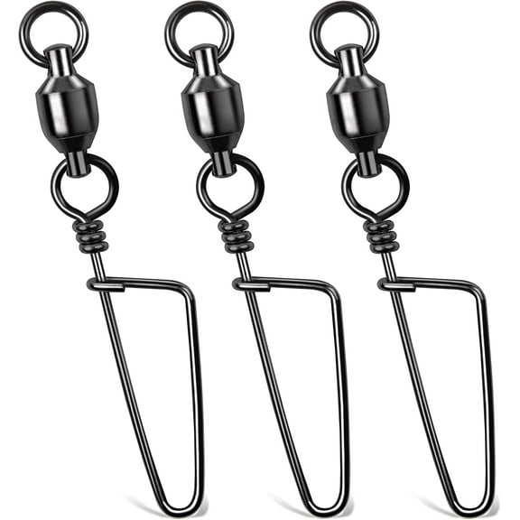 Ball Bearing Fishing Swivels with Coastlock Snaps,20pcs High Strength Copper Snap Swivels Stainless Steel Welding Rings Black Nickel