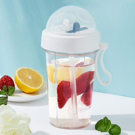 

Norbi Double Sippy Drink Cup Creative Lovers Water Bottle Outdoor Sports Tumbler Coffee Mug Double-tube Opening Design White 420ML