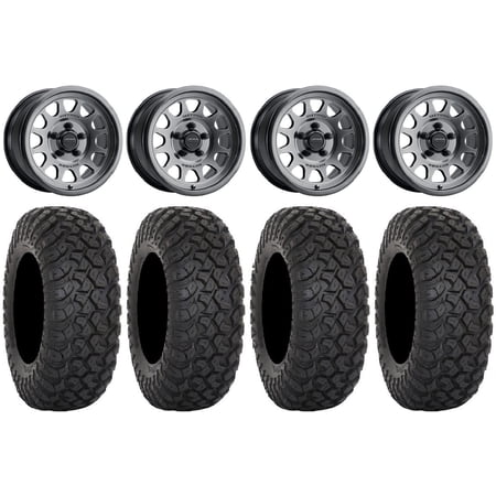 Method 414 15 Wheels Graphite +38mm 32 RT320 Tires Polaris RZR Turbo R & Pro R Ranger 1500 Xpedition