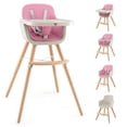 thumbnail image 1 of Silla alta convertible de madera 3 en 1 Baby Joy rosa para bebé, 1 of 9