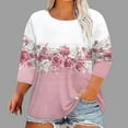 thumbnail image 2 of CYMMPU Women's Crewneck Floral Printed 3/4 Length Sleeve Tunic Tops Summer Fall Vintage Basic Tees Business Work Blouses Swing Shirts 2025 Clothes Pink L, 2 of 5