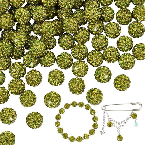 100pcs 10mm Round Olivine Polymer Clay   Glass Rhinestone Beads for Jewelry Making DIY Crafts Christmas DecorMixed Color