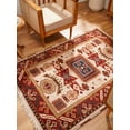 thumbnail image 2 of Rugsotic Carpets Hand Knotted Afghan Rugs Rectangle 10'x13' Cream Burgundy Silk-Wool for Indoor Use, 2 of 12