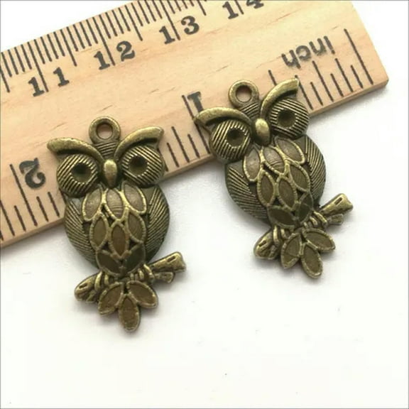 U8MO Bulk 4/10/30X Bronze Owl Charms Pendants for Jewelry Making 30*16mm-4pcs