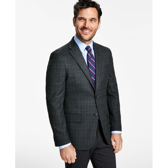 Tommy Hilfiger Men's Modern-Fit Plaid Sport Coat Oliver Brown B4HP (Short,36)